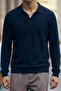 Men's Long Sleeve Regular Cut Navy Blue Sweater - 5
