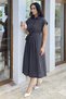 Women's Polo Collar Half Button Front Polka Dot Dress