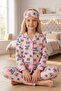 Girl's Pink Character Patterned Long Sleeve Pajama Set + Eye Patch - 7