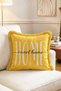 Yellow Background Home Sweet Home Written Fringed Balcony Cushion Cover - 2