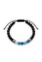 Blue Natural Stone Detailed Leather Double Men's Bracelet Set - 4