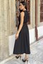 Gülseli Women's Dress with Beaded Collar and Elastic Waist - 6