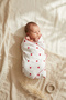Red Heart Patterned Cotton Muslin Baby Blanket with Piping and Embroidered Edges 90*90 cm - 2