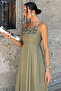 Gülseli Women's Adjustable Strap Dress with Rose Figure - 2