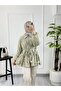 8015 Glittery Floral Detailed Zippered Peplum Jacket - 4