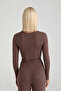 Soft Rib Round Neck Blouse Brown - 3