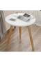 Nordic White Round Coffee Table – Natural Wood Legs - 2