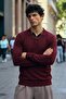 Men's Long Sleeve Regular Fit Burgundy Sweater - 4