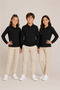 Children's Unisex 3-Piece Polo Collar Long Sleeve School T-Shirt 100% Cotton 2-14 Years