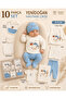 Bath Time Teddy Bear Embroidered Baby Boy Set of 10 Hospital Release Set Cotton Gift Boxed 0-3 Months - 4