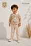 Baby Boy Teddy Bear Embroidered 2-Piece Set Gray Sweater Navy Blue Pants 9-24 Months
