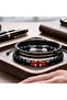 Bronze Detailed Black Leather and Red Agate Stone Double Men's Bracelet Set - 2