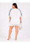 Plus Size Women's Blouse with Pearls and Believe Written Stone Print Gradient - 7