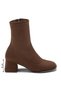 Women's Thick Heeled Blunt Toe Non-Slip Tpu Sole Brown Stretch Boots - 3