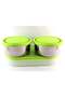 Executive Lunch Box Tiffin Set – 2 Round Steel Containers (280 ml each) & 1 Oval Plastic Container (450 ml), Insulated Bag, Leak-Proof, Easy to Carry, Office Use – Green Green 450ml - 4