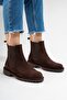 Paronti Women's Genuine Leather Elastic Pull-On Boots Brown Suede - 6