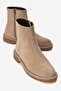 Parfonel Women's Genuine Leather Zippered Boots Mink Suede