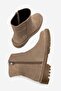 Parfonel Women's Genuine Leather Zippered Boots Mink Suede - 5