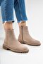 Parfonel Women's Genuine Leather Zippered Boots Mink Suede - 6