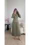 Pleated Belted Jacket Skirt Double Blazer Set - 5