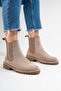 Paronti Women's Genuine Leather Elastic Pull-On Boots Mink Suede - 6