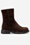 Zarolin Women's Genuine Leather Zippered Boots Brown Suede - 2