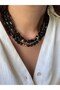 Steel Triple Onyx Stone Necklace - 2