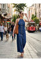 Women's Denim Halter Neck Detailed Maxi Dress - 5