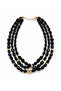 Steel Triple Onyx Stone Necklace