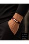 Veritas Rouge Men's Red Black Knitted Leather Bracelet with Metal Plate