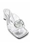 Women's Stone Detailed Transparent Strap Mule Heeled Slippers - 2