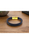 Neravio Navy Blue Braided Leather Men's Bracelet with Gold Color Clip and Special Box - 2
