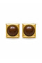 Steel Square Brown Earrings