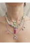 Natural Stone Amazonite Chrysoprase Hematite Steel Pendant 3-Piece Women's Necklace Set