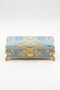 Vintage Blue Patterned Footed Jewelry Box Large Size - 3