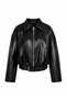 New Season Women's Oversize Leather Jacket with Belt Buckle at the Waist - 5