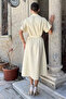Short Sleeve Dress with Front Buttoned Belt - 3
