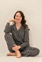 Women's Long Sleeve Patterned Modal Shirt Pajama Set (with Socks as a Gift) - 7