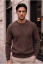 Ashton Ribbed Crew Neck Men's Knitwear Sweater - Brown