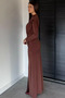 Women's Shoulder Padded Drawstring Dress with Accessories - 4