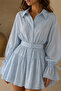 Women's Front Buttoned Ruffle Dress with Belt Accessory - 2