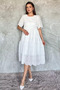 Lace embroidered women's short sleeve dress - 2