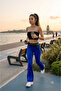 Fashionable Velvet Spanish Flare Flexible Stone Printed Leggings - 4
