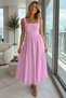 Gülseli Shoulder Tie Linen Dress