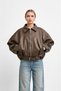 New Season Women's Oversize Leather Jacket with Belt Buckle at the Waist