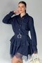 Women's Waist Belted Laced Jean Dress - 2