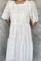 Lace embroidered women's short sleeve dress - 4