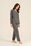 Women's Long Sleeve Patterned Modal Shirt Pajama Set (with Socks as a Gift) - 6