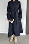 Women's Waist Belted Buttoned Front Jean Dress - 3