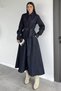 Women's Waist Belted Buttoned Front Jean Dress